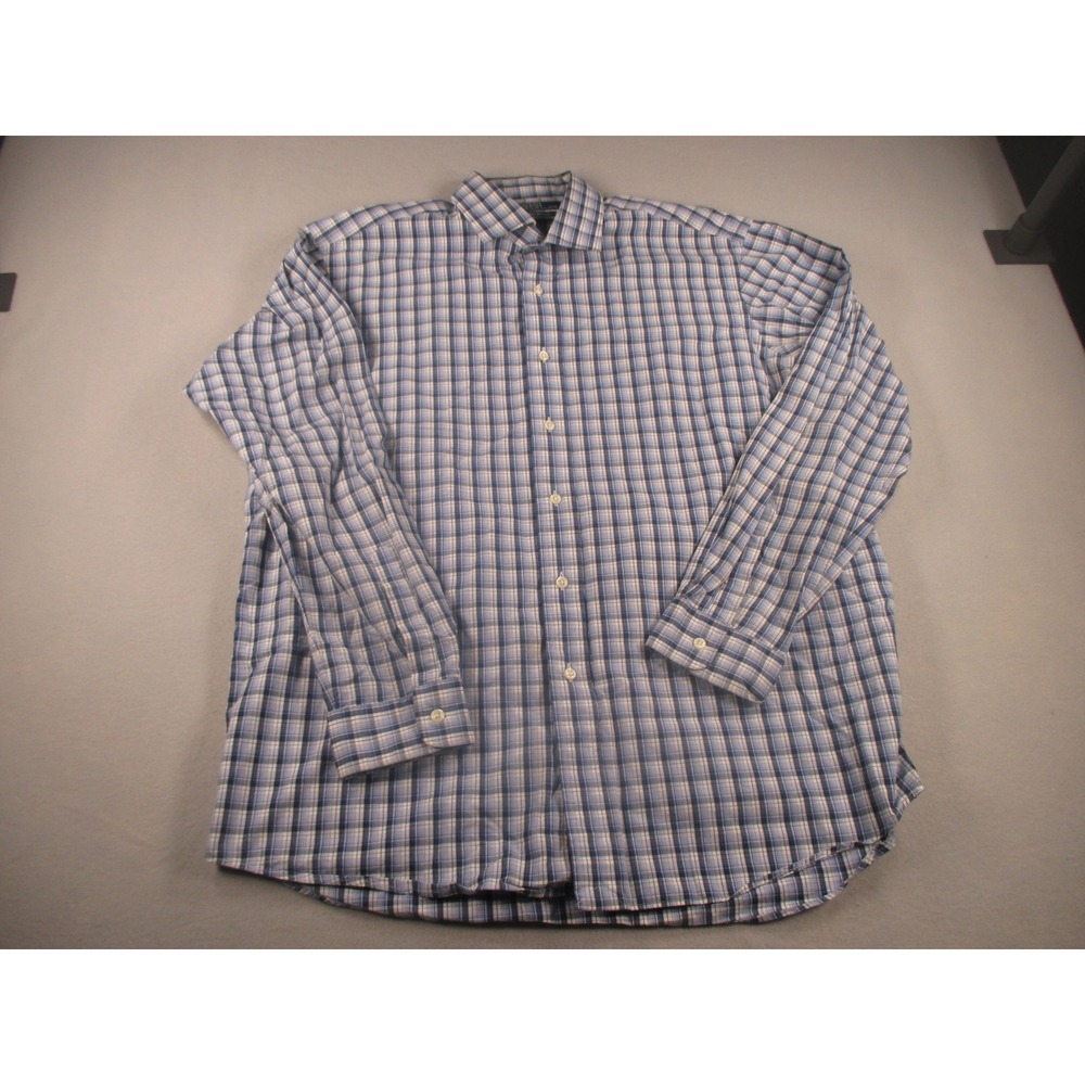 Polo Ralph Lauren Mens L Western Blue Plaid Button Down Shirt Two Ply Cotton